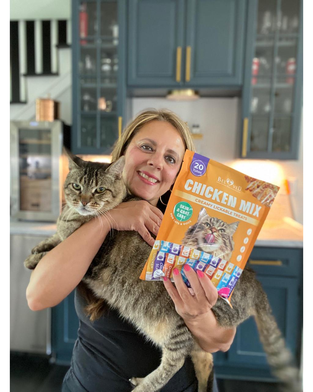 Happy pet with treats